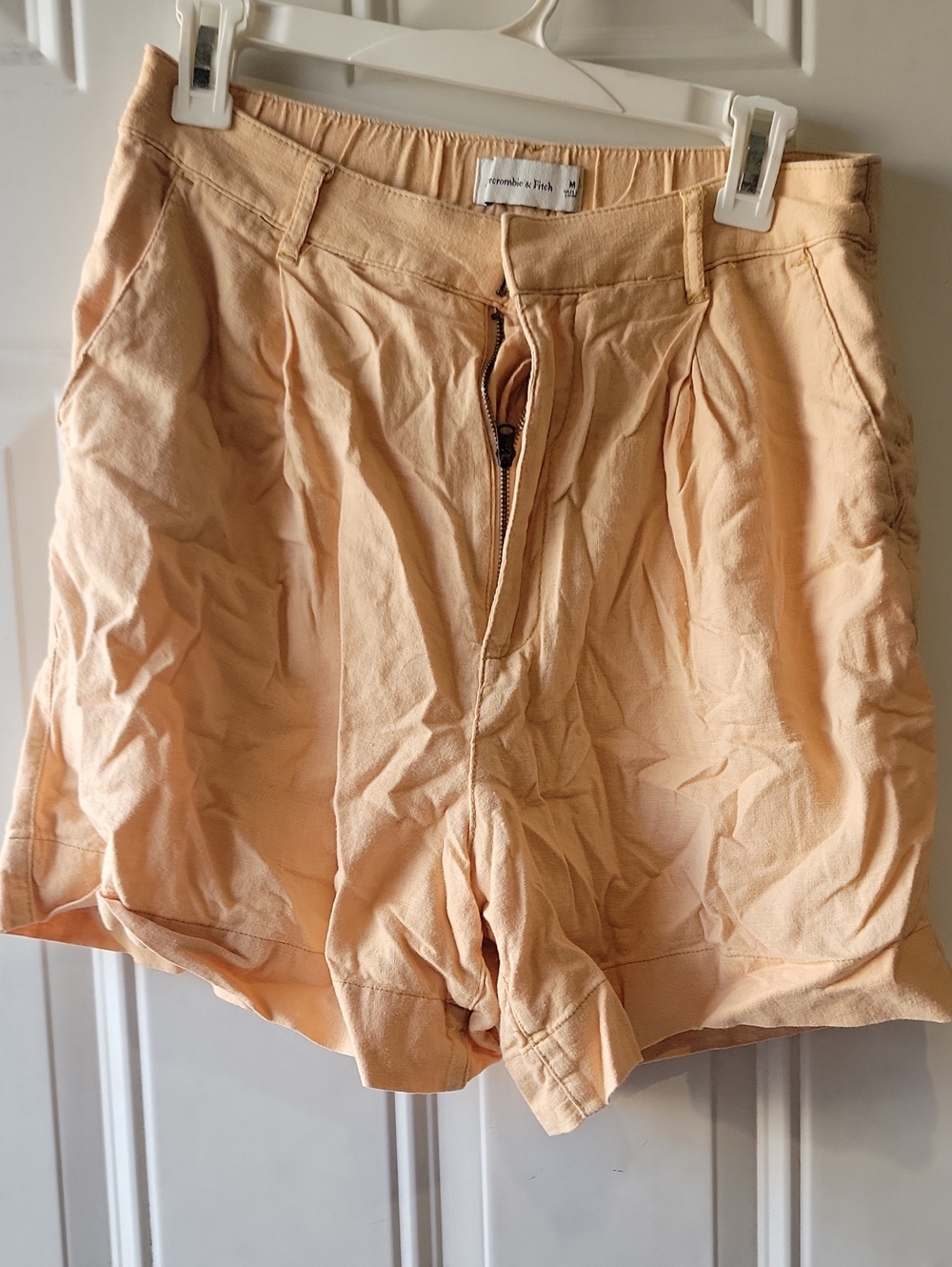 Abercrombie & Fitch Peach Pleated Women's Bermuda Shorts Mix Linen Sz Medium